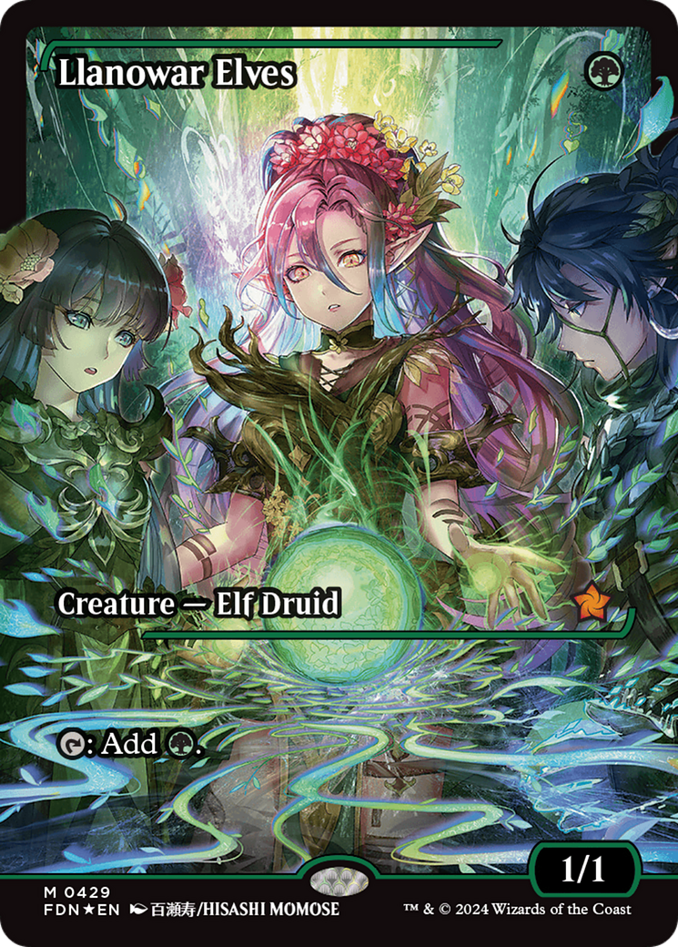 Llanowar Elves (Showcase) (Japanese) [Foundations] | Grognard Games