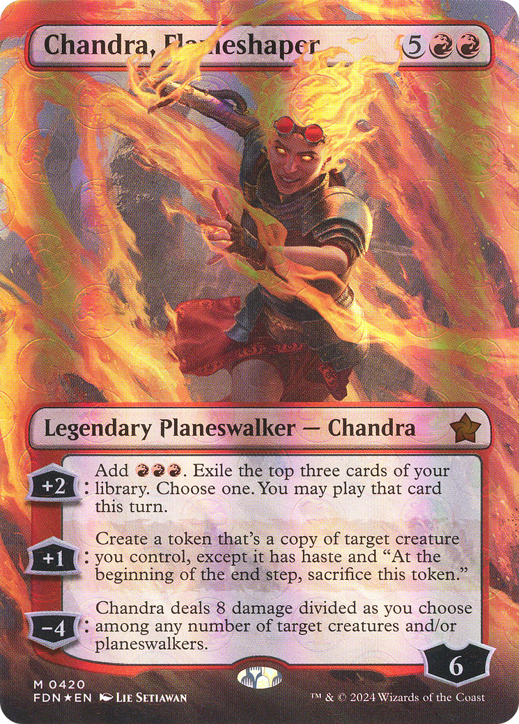 Chandra, Flameshaper (Borderless) (Mana Foil) [Foundations] | Grognard Games