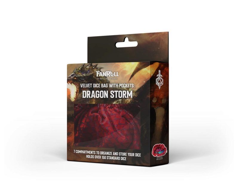 Dragon Storm Velvet Compartment Dice Bag: Red Dragon Scales | Grognard Games