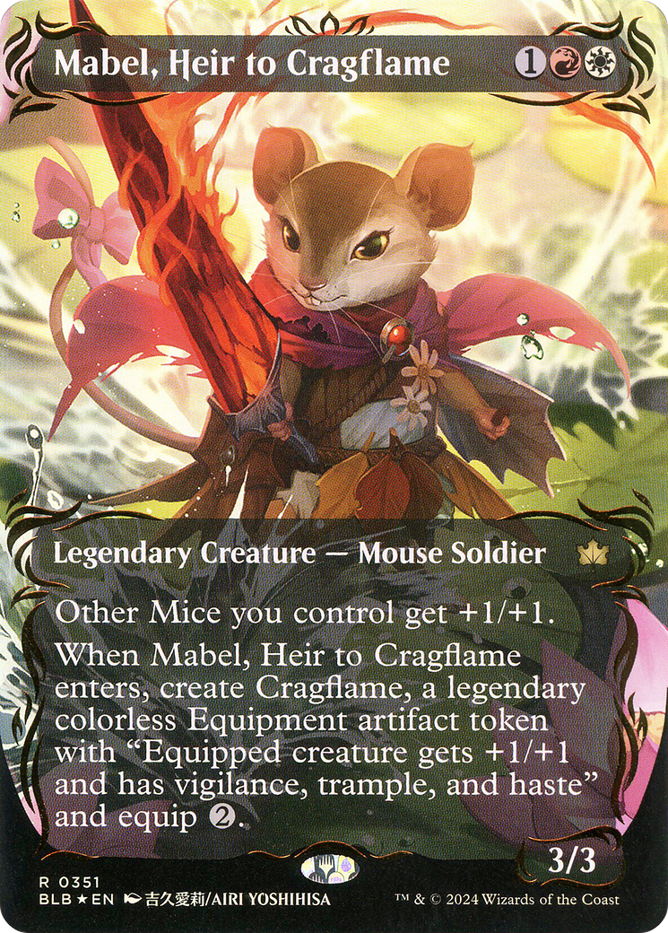 Mabel, Heir to Cragflame (Borderless) (Raised Foil) [Bloomburrow] | Grognard Games