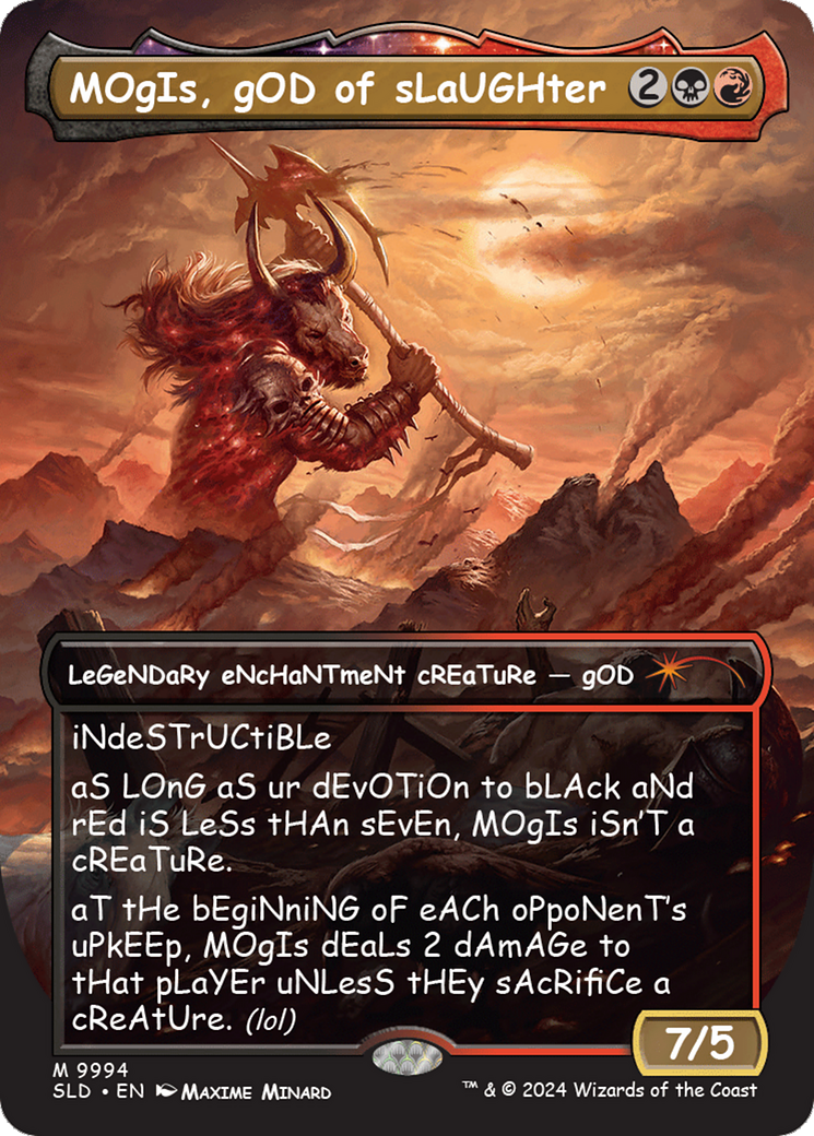 Mogis, God of Slaughter (SLD-9994) - Secret Lair Drop: (enchantment) (Borderless) Foil | Grognard Games