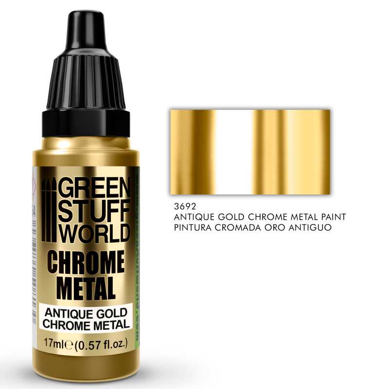 Green Stuff World: Chrome Paint Antique Gold 17ml | Grognard Games