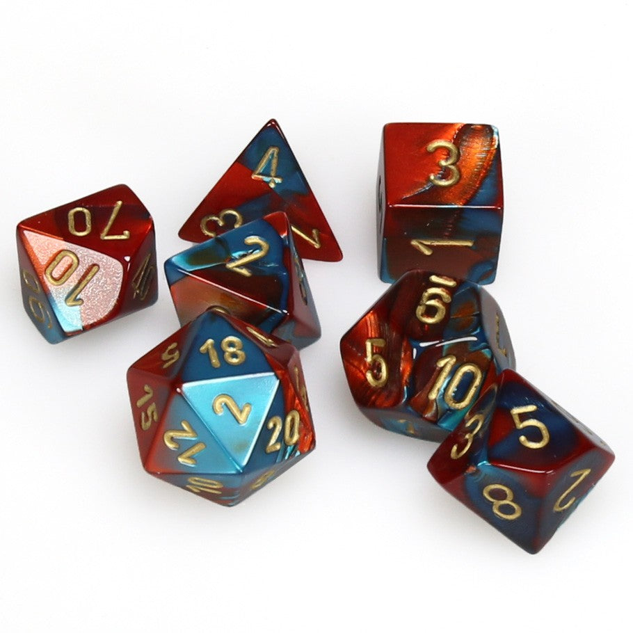 CHX26462 Chessex 7-set Gemini RED TEAL GOLD | Grognard Games