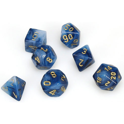 CHX27489 Polyhedral 7-Die Set: Phantom - Teal w/Gold | Grognard Games