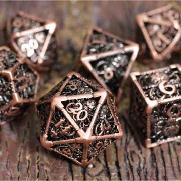 Copper Dofleini Hollow Metal Dice Set | Grognard Games