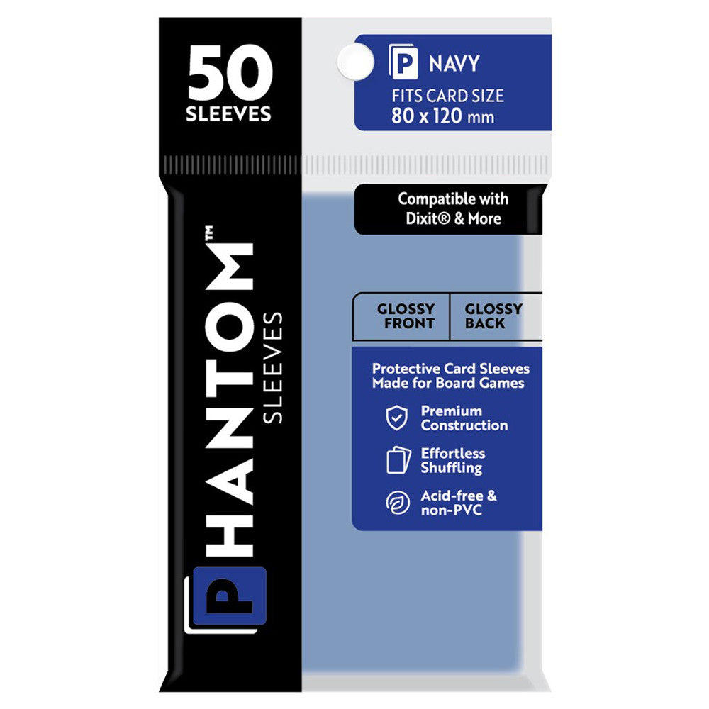 Phantom Sleeves: Navy Size 80 x 120mm - Glossy/Glossy (50) | Grognard Games