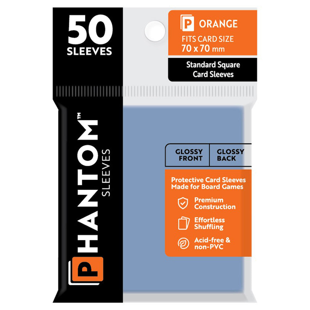 Phantom Sleeves: Orange Size 70 x 70mm - Glossy/Glossy (50) | Grognard Games