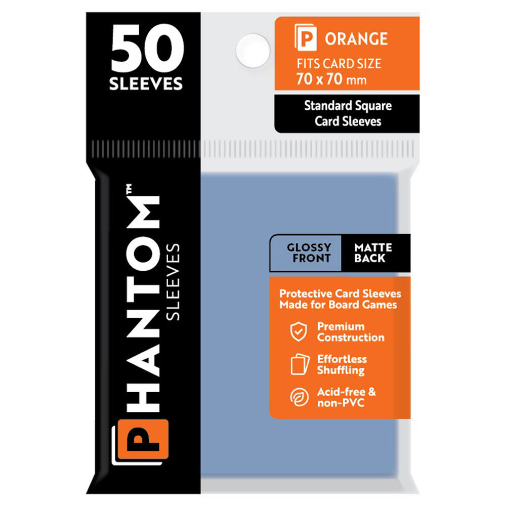 Phantom Sleeves: Orange Size 70 x 70mm - Glossy/Matte (50) | Grognard Games