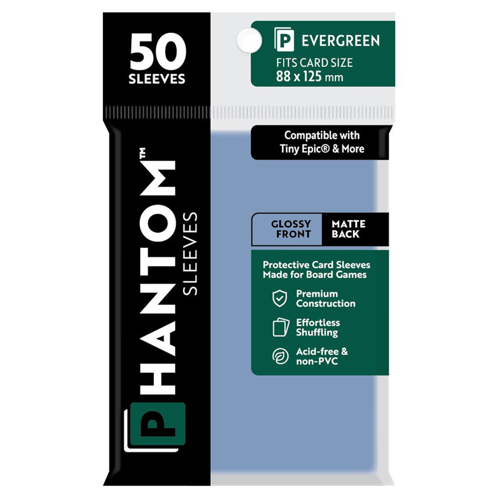 Phantom Sleeves: Evergreen Size 88 x 125mm - Glossy/Matte (50) | Grognard Games