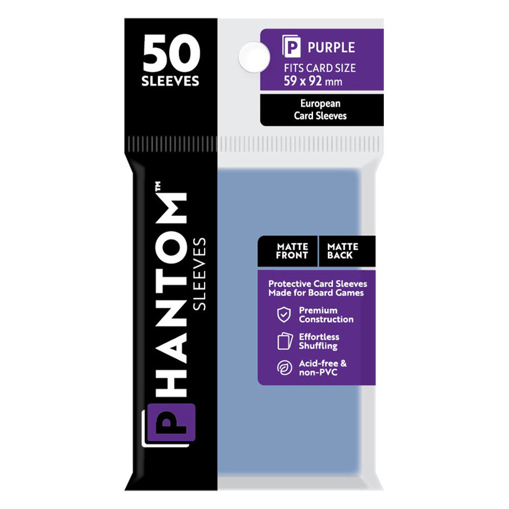 Phantom Sleeves: Purple Size 59 x 92mm - Matte/Matte (50) | Grognard Games