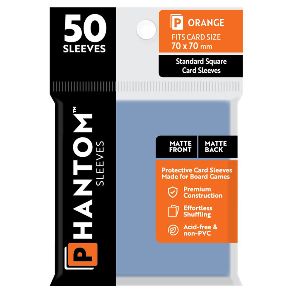 Phantom Sleeves: Orange Size 70 x 70mm - Matte/Matte (50) | Grognard Games