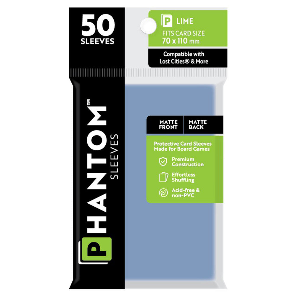 Phantom Sleeves: Lime Size 70 x 110mm - Matte/Matte (50) | Grognard Games