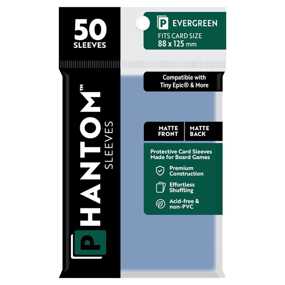 Phantom Sleeves: Evergreen Size 88 x 125mm - Matte/Matte (50) | Grognard Games