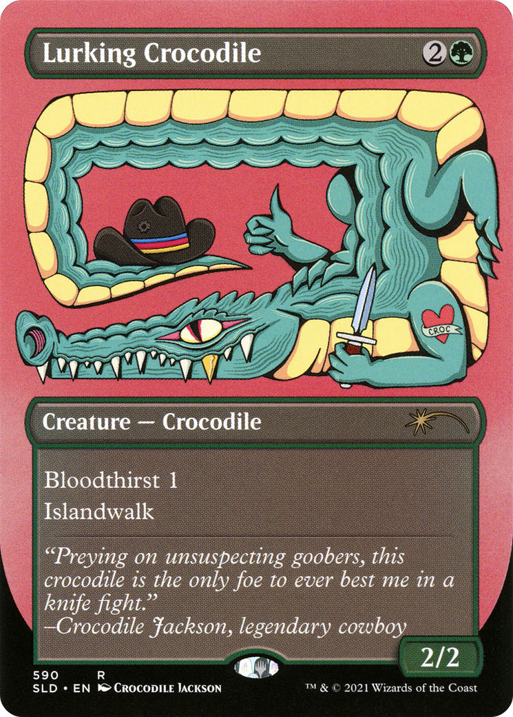 Lurking Crocodile (SLD-590) - Secret Lair Drop (Borderless) Etched Foil | Grognard Games