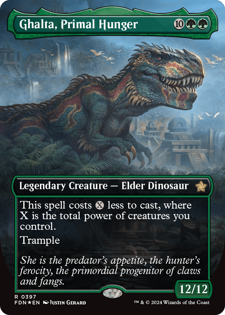 Ghalta, Primal Hunger (Borderless) (Mana Foil) [Foundations] | Grognard Games