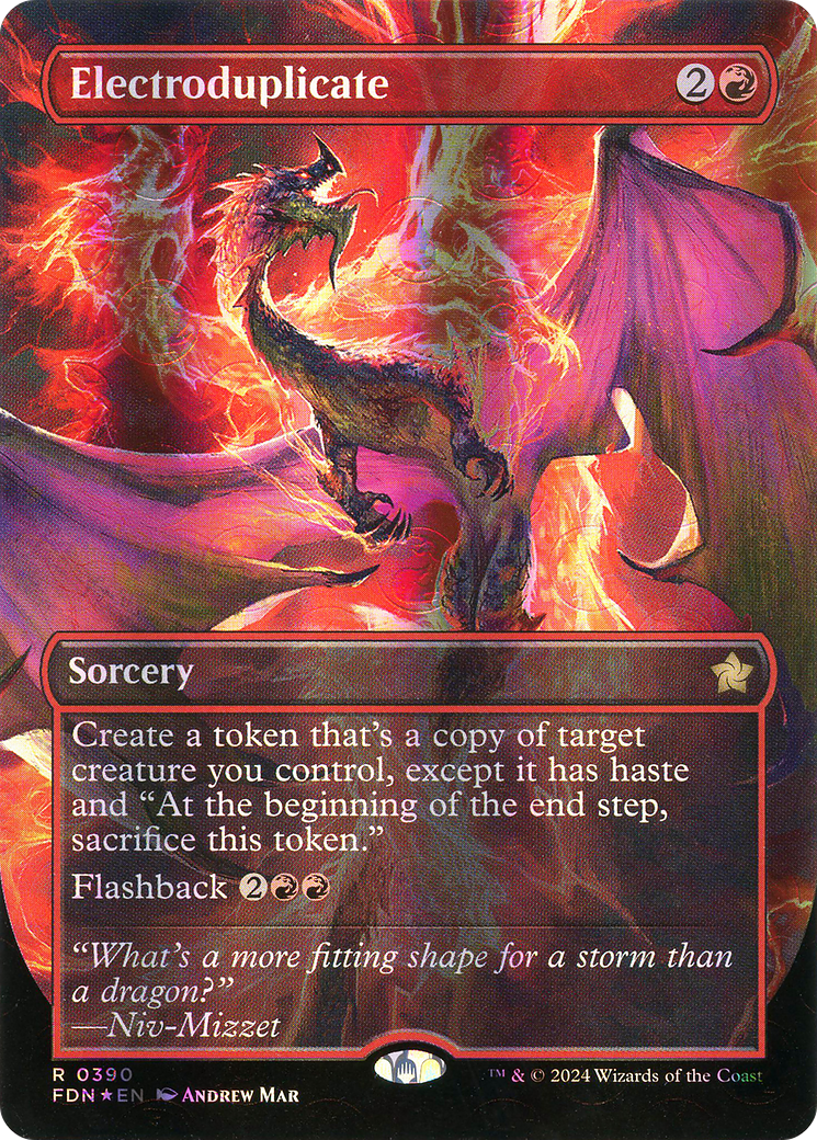 Electroduplicate (Borderless) (Mana Foil) [Foundations] | Grognard Games