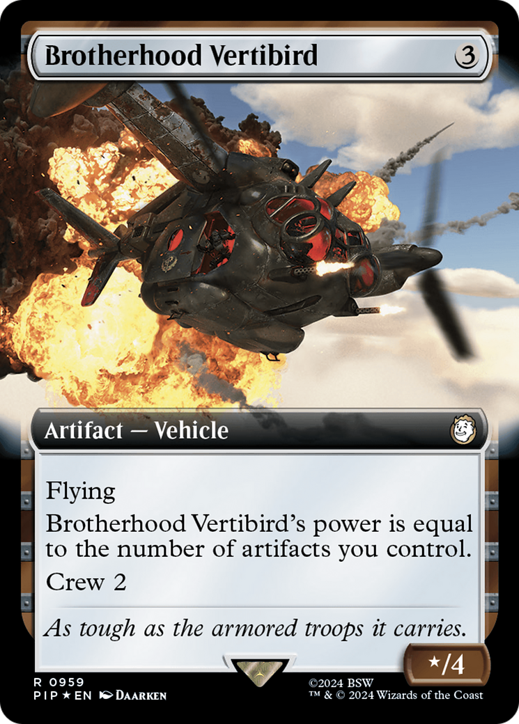 Brotherhood Vertibird (Extended Art) (Surge Foil) [Fallout] | Grognard Games
