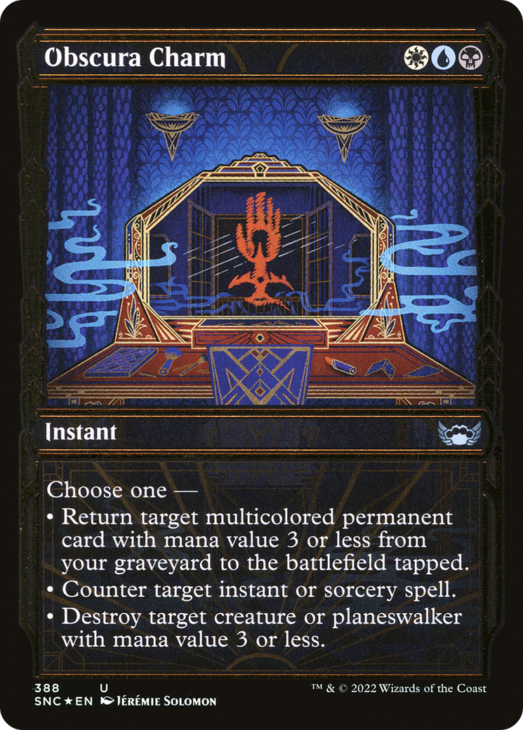 Obscura Charm (Showcase Golden Age Gilded Foil) [Streets of New Capenna] | Grognard Games