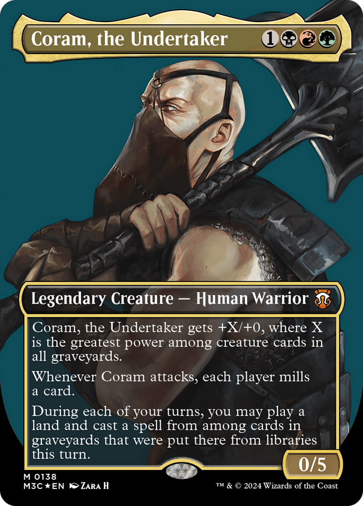 Coram, the Undertaker (Borderless) (Ripple Foil) [Modern Horizons 3 Commander] | Grognard Games