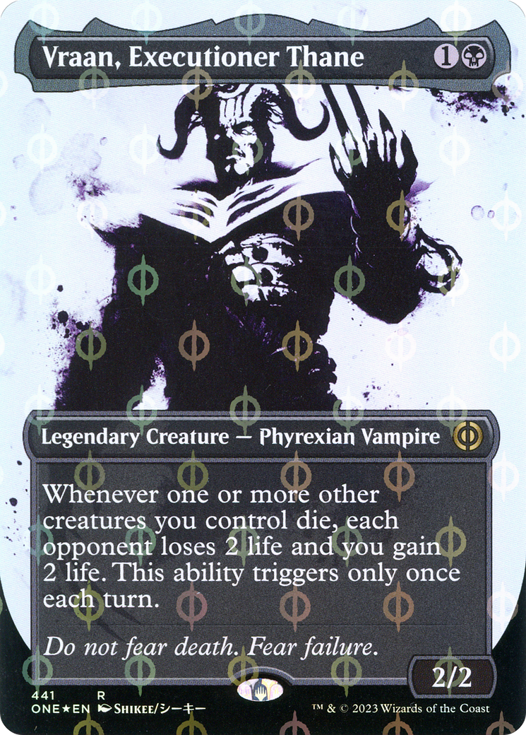 Vraan, Executioner Thane (Borderless Ichor Step-and-Compleat Foil) [Phyrexia: All Will Be One] | Grognard Games
