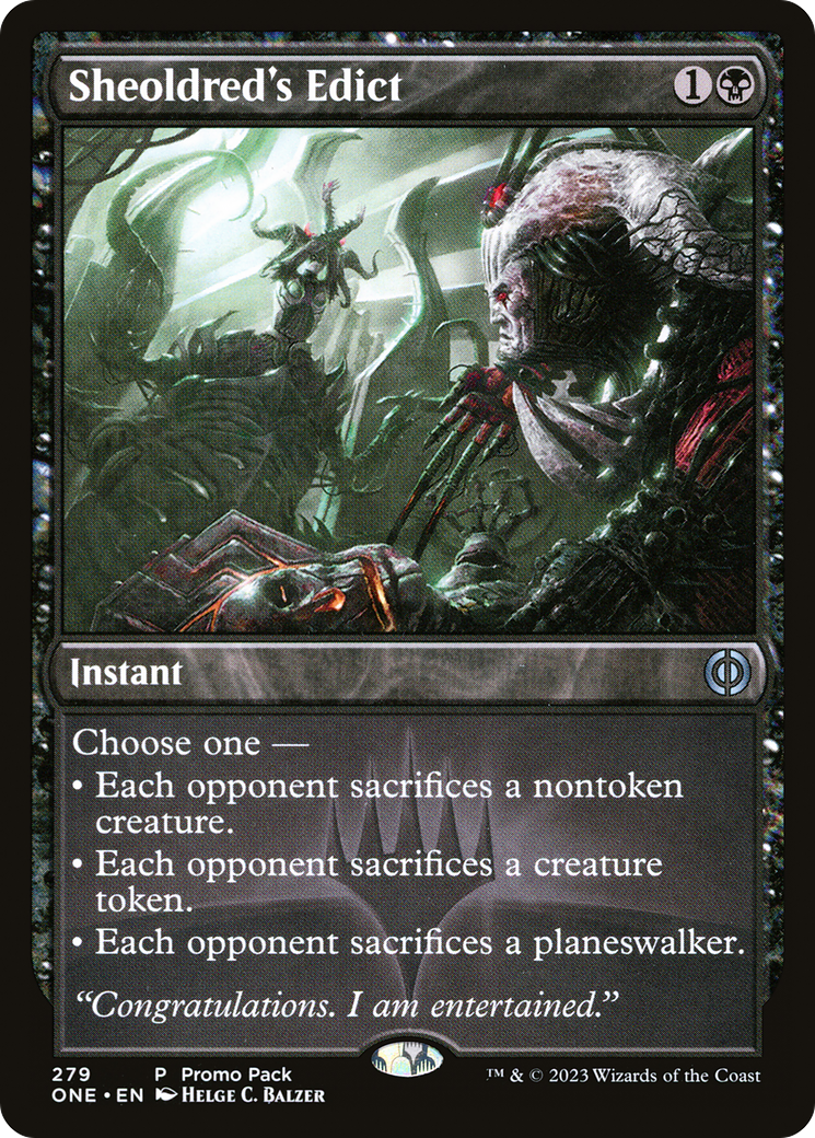 Sheoldred's Edict (Promo Pack) [Phyrexia: All Will Be One Promos] | Grognard Games