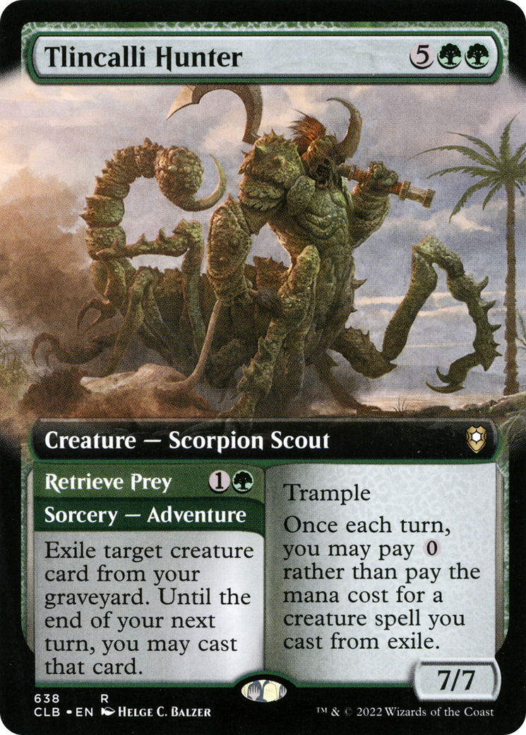 Tlincalli Hunter // Retrieve Prey (Extended Art) [Commander Legends: Battle for Baldur's Gate] | Grognard Games