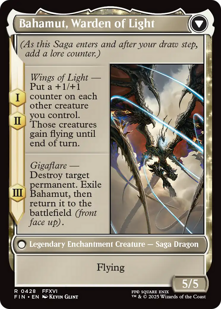 Dion, Bahamut's Dominant // Bahamut, Warden of Light (FIN-428) - FINAL FANTASY: (enchantment, Extended Art) Foil | Grognard Games