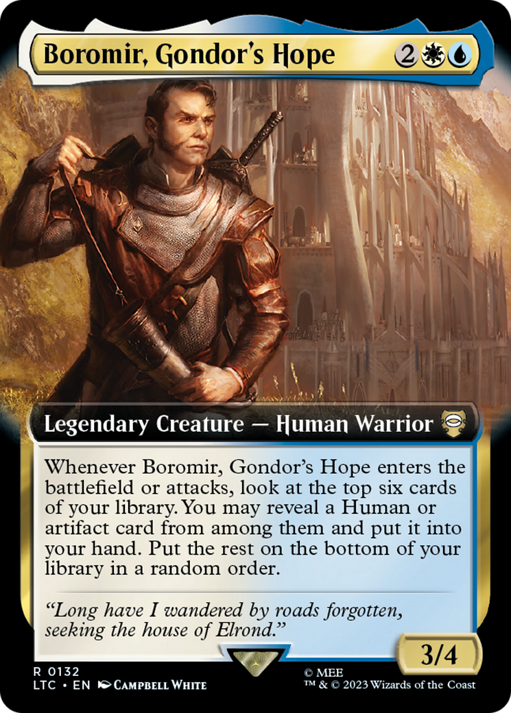Boromir, Gondor's Hope (LTC-132) - Tales of Middle-earth Commander: (Extended Art) Foil | Grognard Games