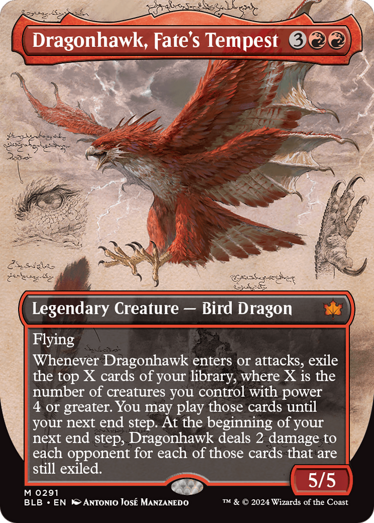 Dragonhawk, Fate's Tempest (Borderless) [Bloomburrow] | Grognard Games