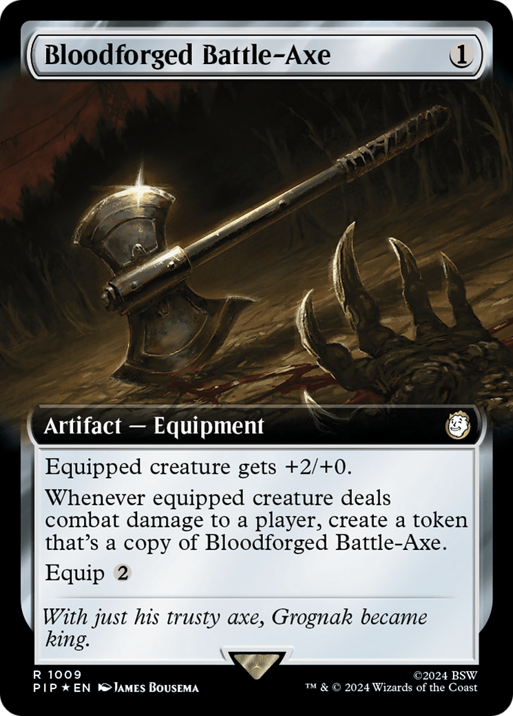 Bloodforged Battle-Axe (Extended Art) (Surge Foil) [Fallout] | Grognard Games