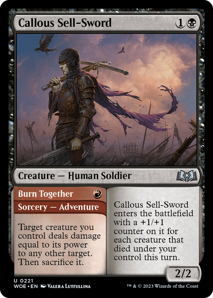 Callous Sell-Sword // Burn Together [Wilds of Eldraine] | Grognard Games