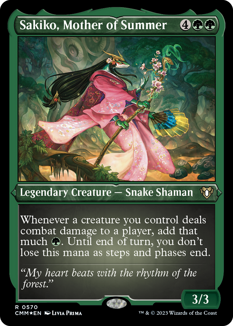 Sakiko, Mother of Summer (Foil Etched) [Commander Masters] | Grognard Games