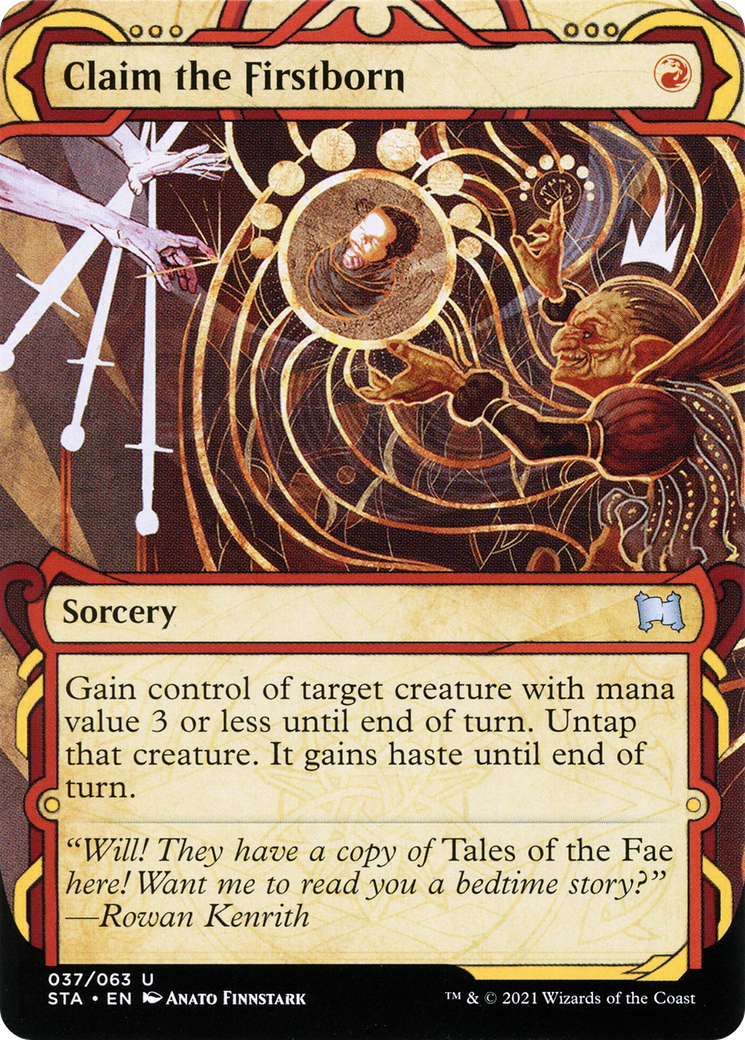 Claim the Firstborn (STA-037) - Strixhaven Mystical Archive: (Showcase) (Borderless) Etched Foil | Grognard Games