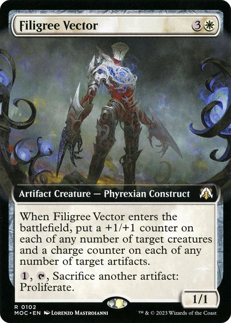 Filigree Vector (MOC-102) - March of the Machine Commander: (Extended Art) Foil | Grognard Games