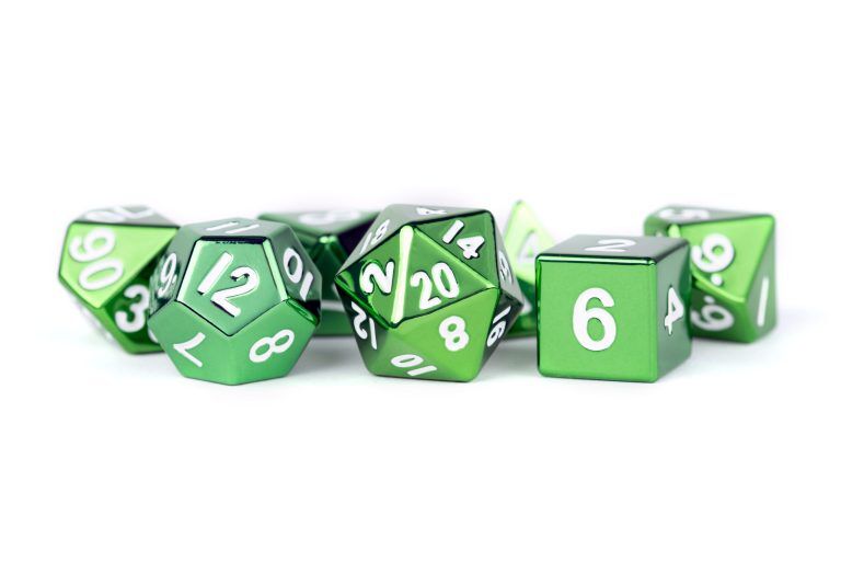 Green 16mm Polyhedral Dice Set | Grognard Games