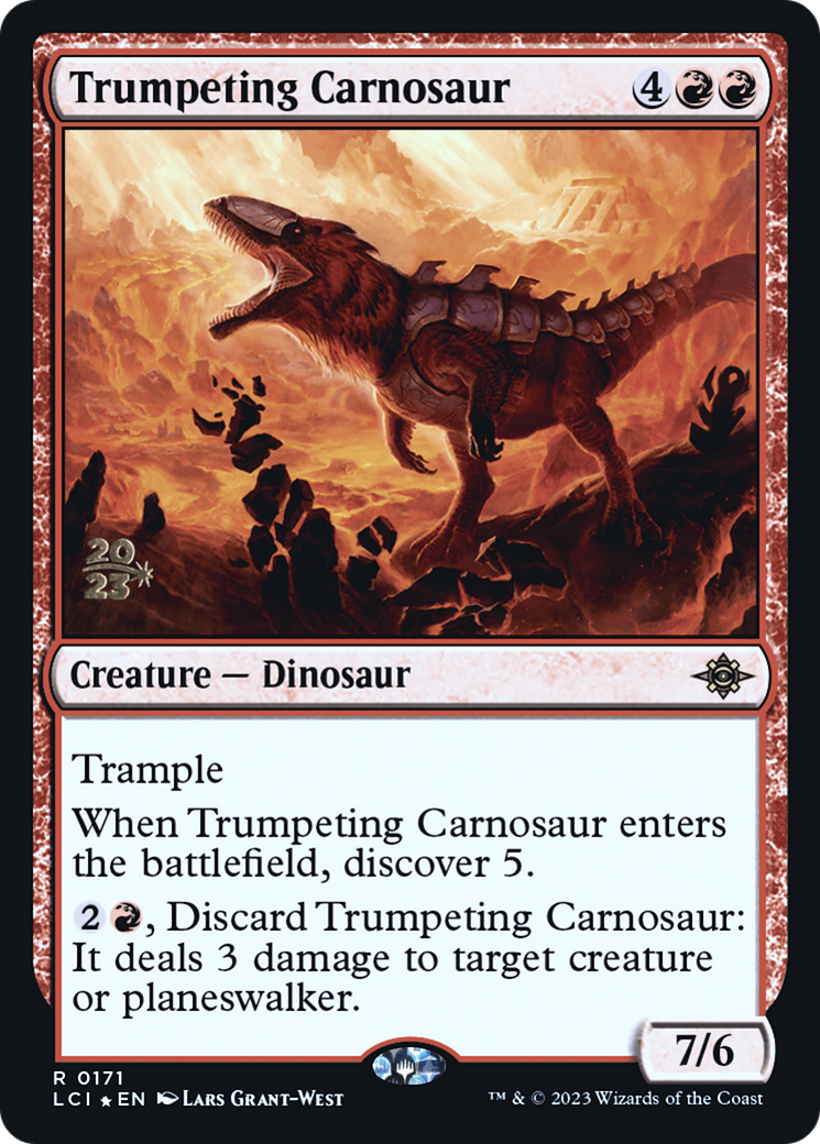 Trumpeting Carnosaur [The Lost Caverns of Ixalan Prerelease Cards] | Grognard Games