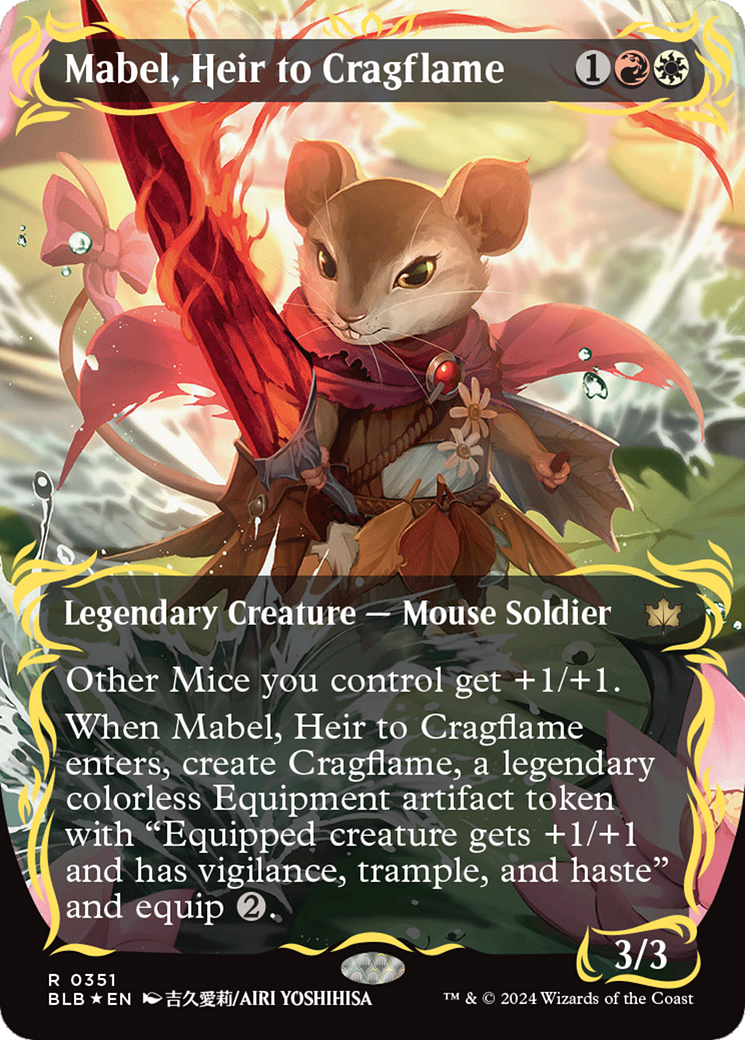 Mabel, Heir to Cragflame (Borderless) (Raised Foil) [Bloomburrow] | Grognard Games