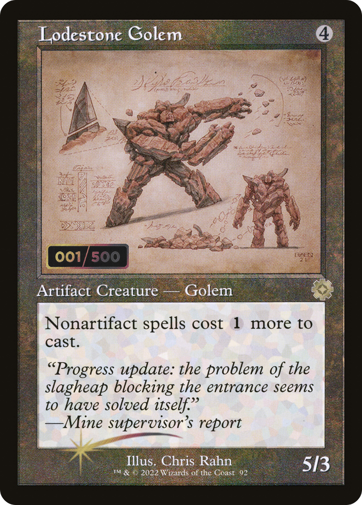 Lodestone Golem (Retro Schematic) (Serial Numbered) [The Brothers' War Retro Artifacts] | Grognard Games