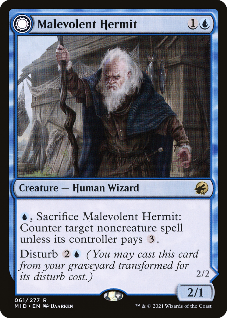 Malevolent Hermit // Benevolent Geist [Innistrad: Midnight Hunt] | Grognard Games