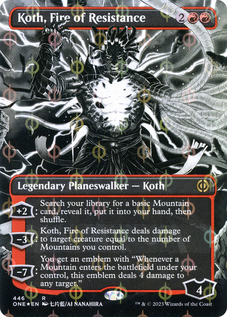 Koth, Fire of Resistance (Borderless Manga Step-and-Compleat Foil) [Phyrexia: All Will Be One] | Grognard Games