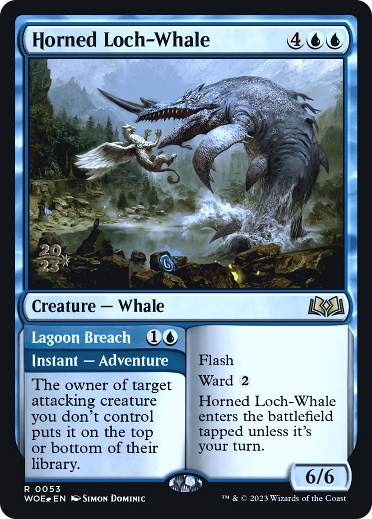Horned Loch-Whale // Lagoon Breach [Wilds of Eldraine Prerelease Promos] | Grognard Games