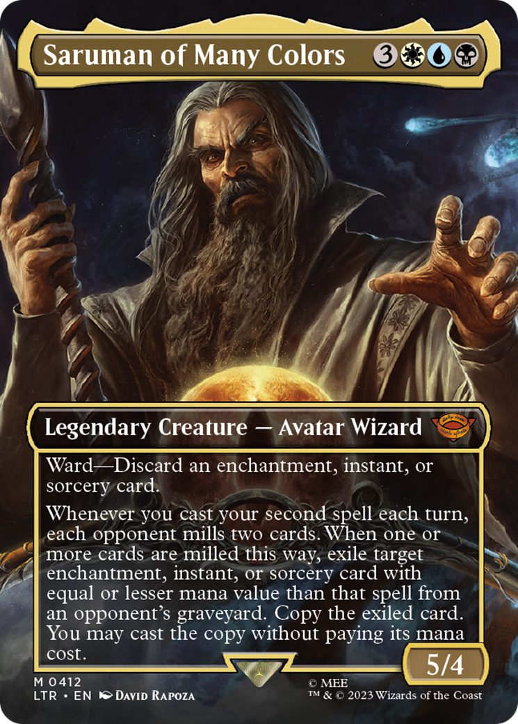 Saruman of Many Colors (Borderless Alternate Art) [The Lord of the Rings: Tales of Middle-Earth] | Grognard Games
