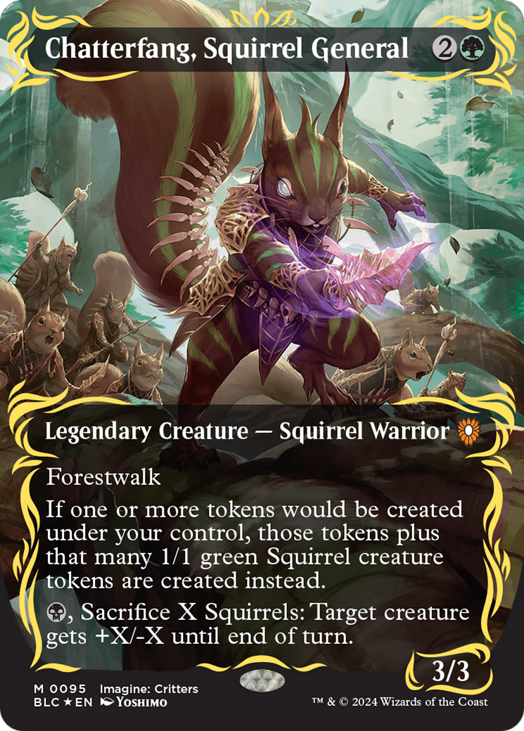 Chatterfang, Squirrel General (Borderless) (Raised Foil) [Bloomburrow Commander] | Grognard Games