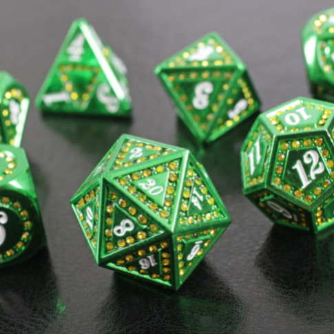 Forged Gaming Emerald Lust 7-Piece Metal Dice Set | Grognard Games