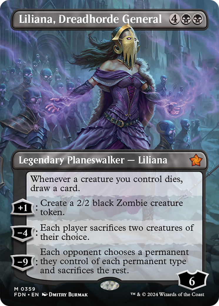 Liliana, Dreadhorde General (Borderless) [Foundations] | Grognard Games