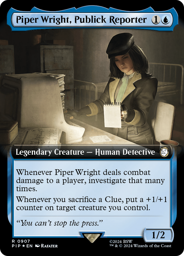 Piper Wright, Publick Reporter (Extended Art) (Surge Foil) [Fallout] | Grognard Games