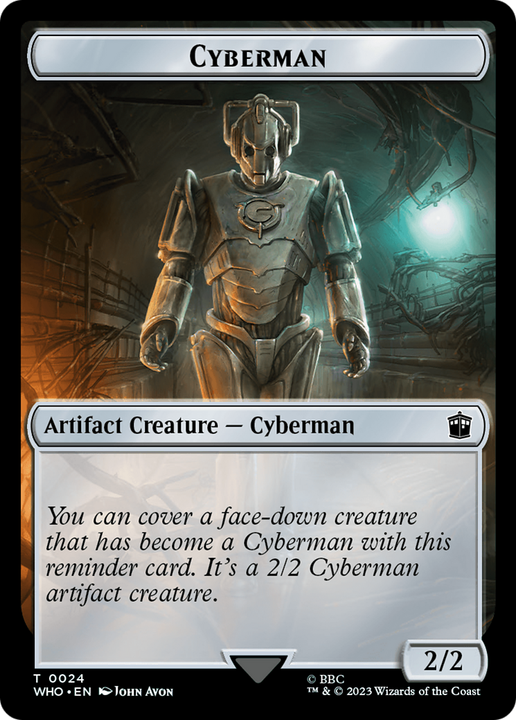 Alien Rhino // Cyberman Double-Sided Token [Doctor Who Tokens] | Grognard Games