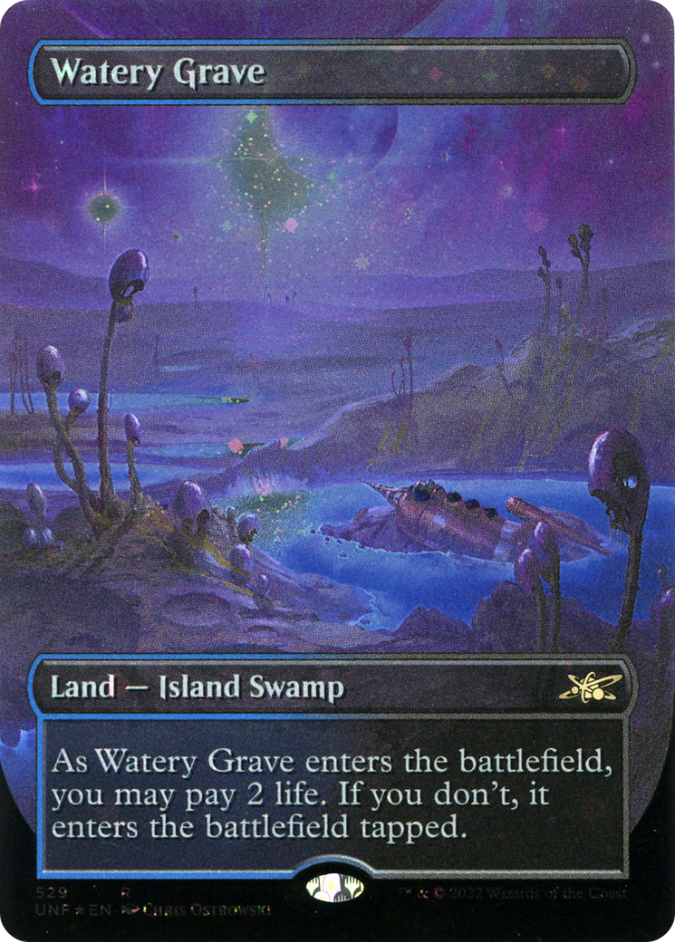 Watery Grave (Borderless) (Galaxy Foil) [Unfinity] | Grognard Games