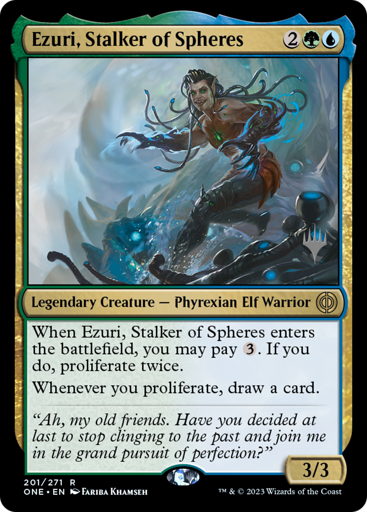 Ezuri, Stalker of Spheres (Promo Pack) [Phyrexia: All Will Be One Promos] | Grognard Games