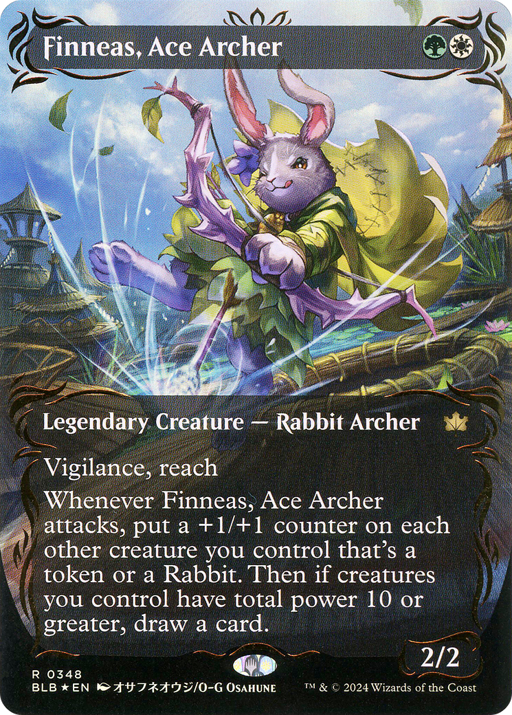 Finneas, Ace Archer (Borderless) (Raised Foil) [Bloomburrow] | Grognard Games